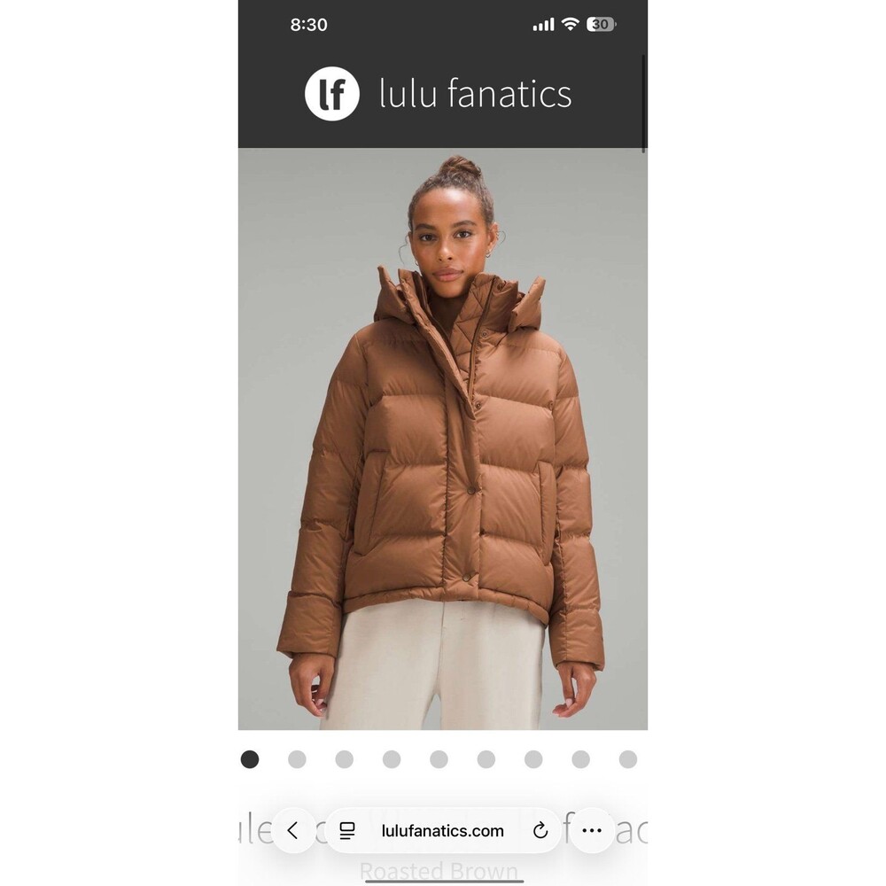 Lululemon wunder puff Puffer Jacket removable snap Hood Brown Women's 4